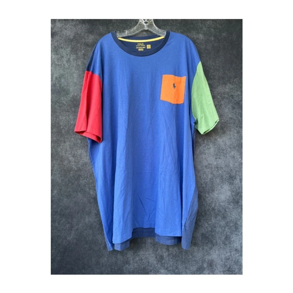 Polo Ralph Lauren Mens 2XLT Colorblock Pocket Pony Logo‎ Preppy Designer Retro